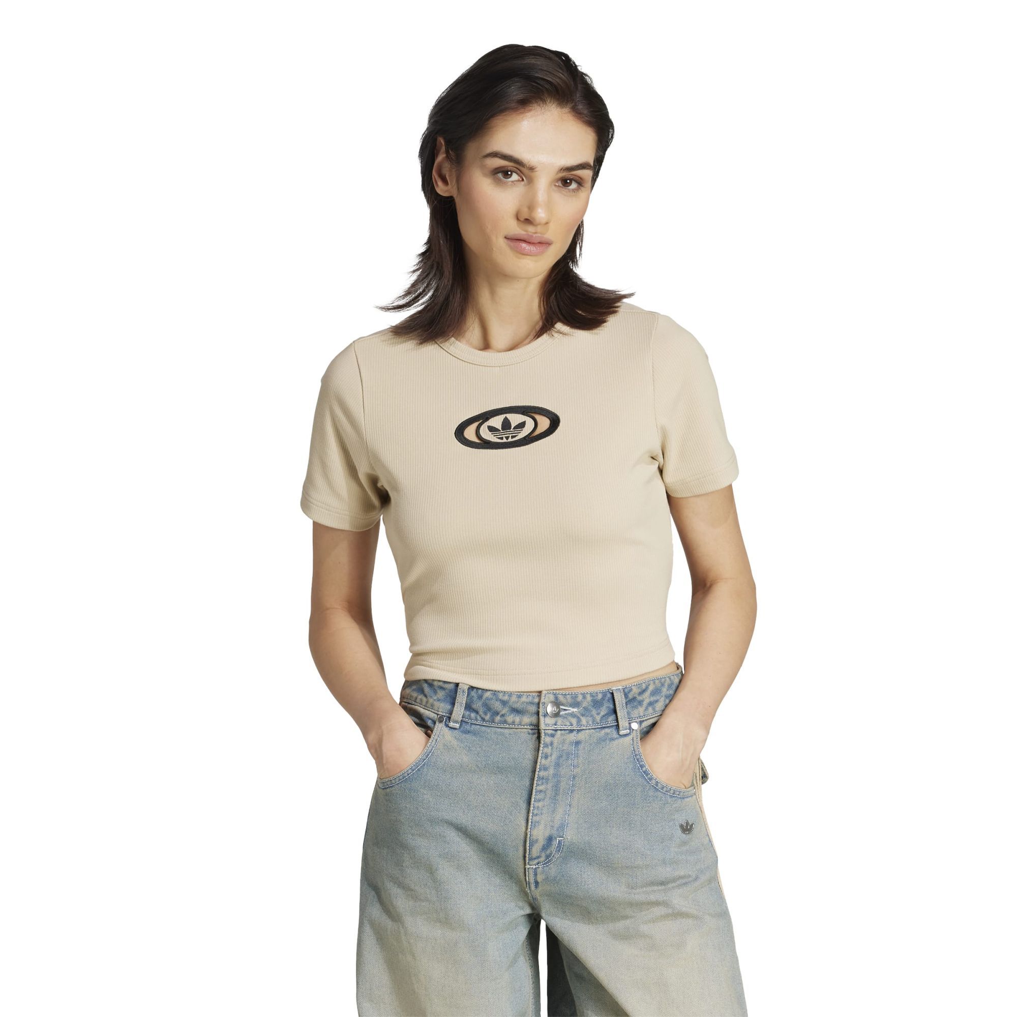☆Adidas☆Originals Cut Out Rib T-Shirt Beige 1482337.jpg