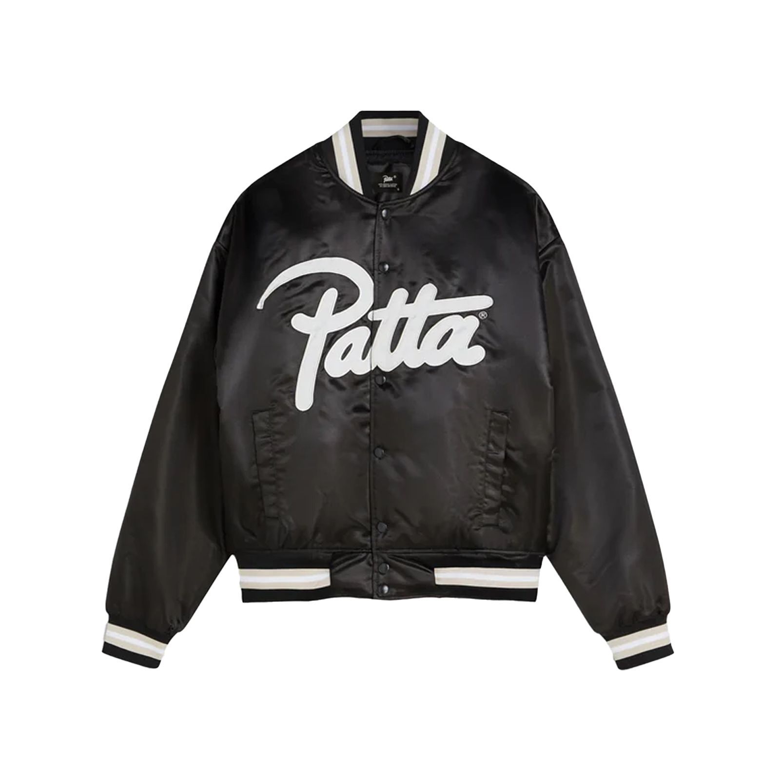 Patta Script Logo Satin Varsity Jacket (Black)
