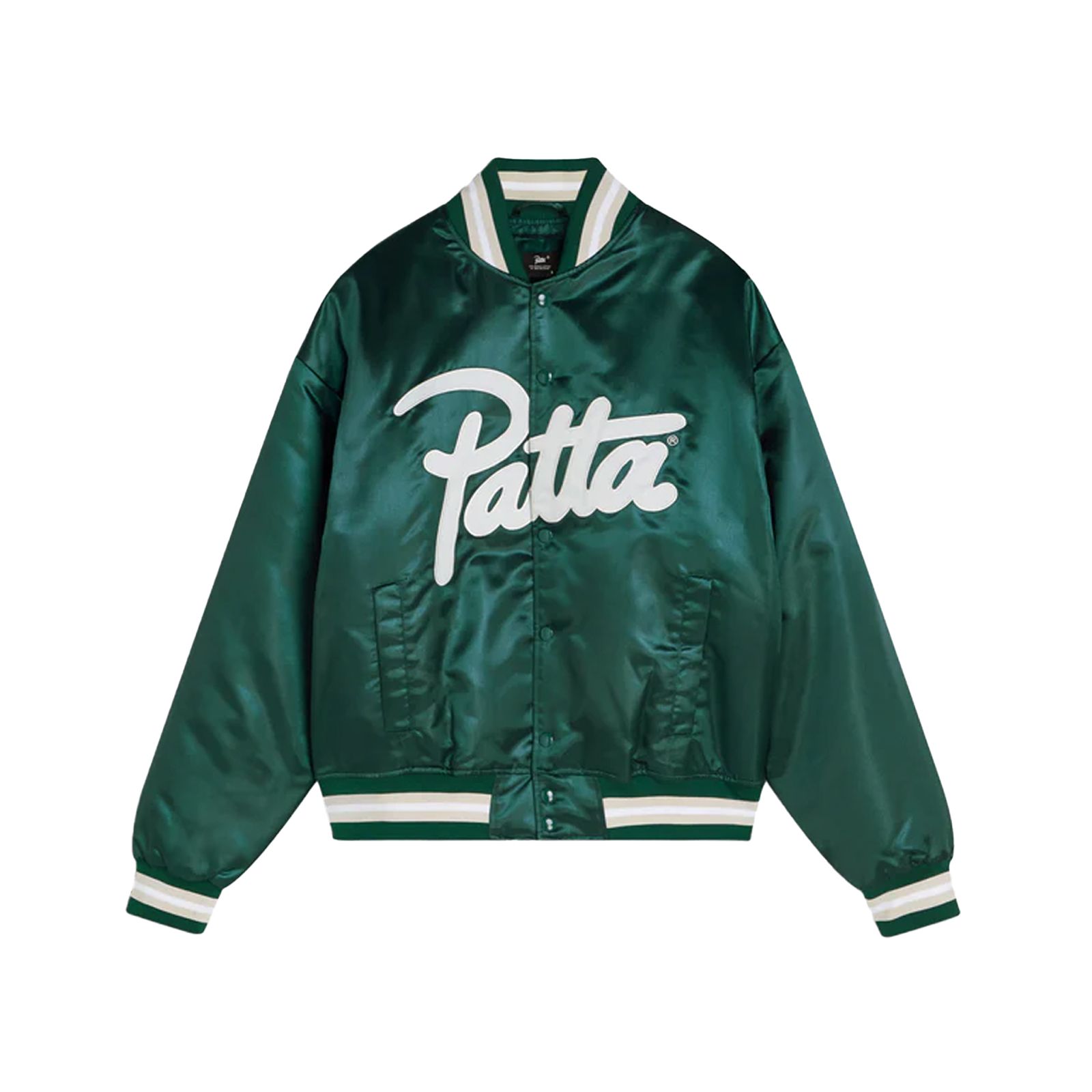 Patta Script Logo Satin Varsity Jacket (Bistro Green)