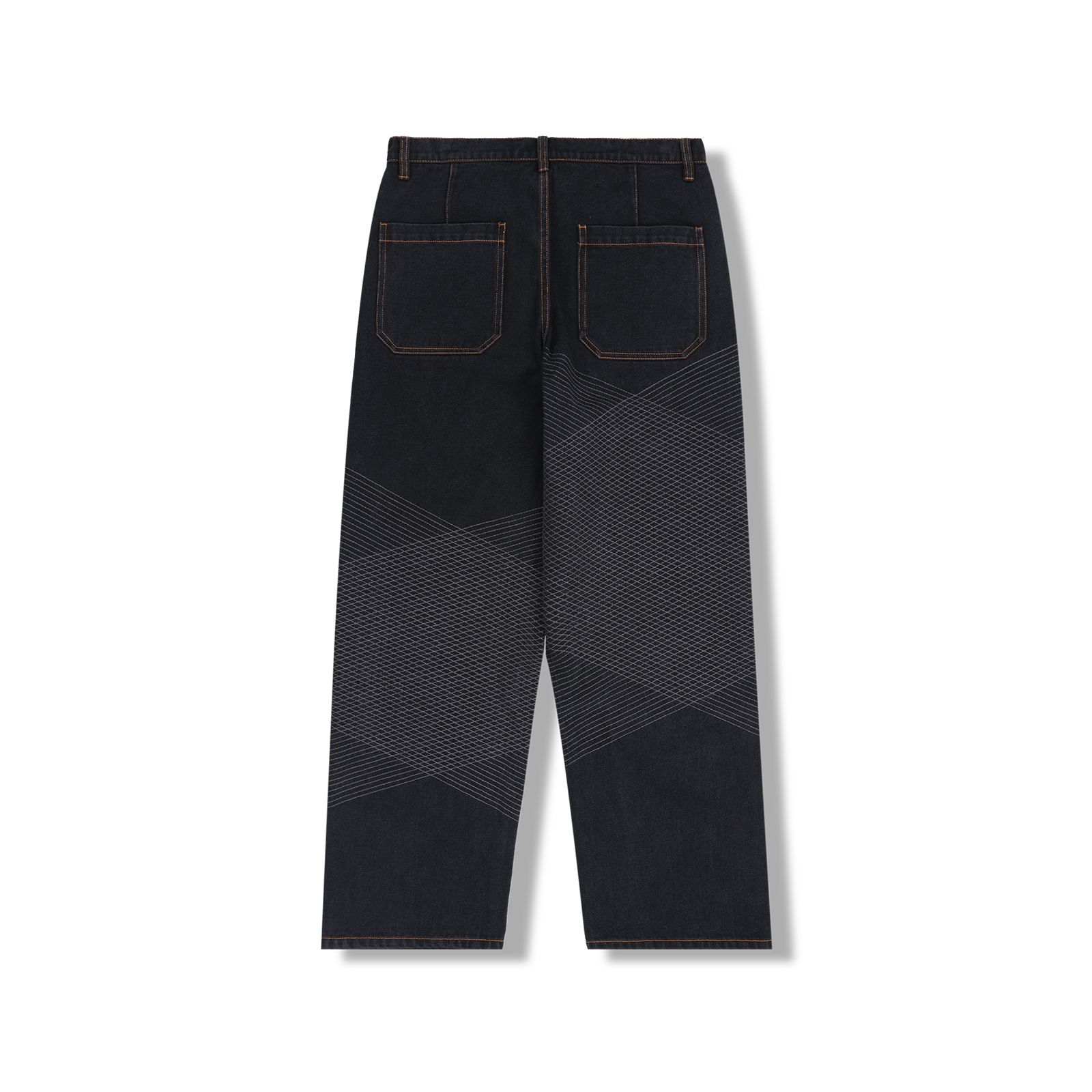 PLEASURES GRID EMBROIDERED BAGGY JEANS