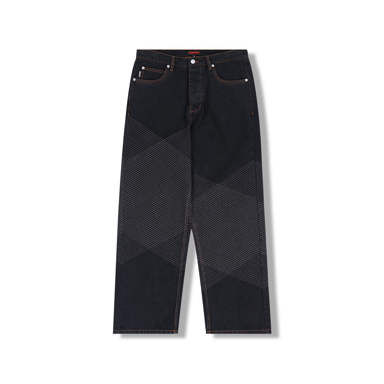 PLEASURES GRID EMBROIDERED BAGGY JEANS