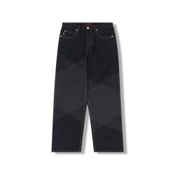 PLEASURES GRID EMBROIDERED BAGGY JEANS