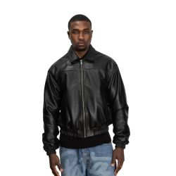 Patta Leather Bomber Jacket (Black)