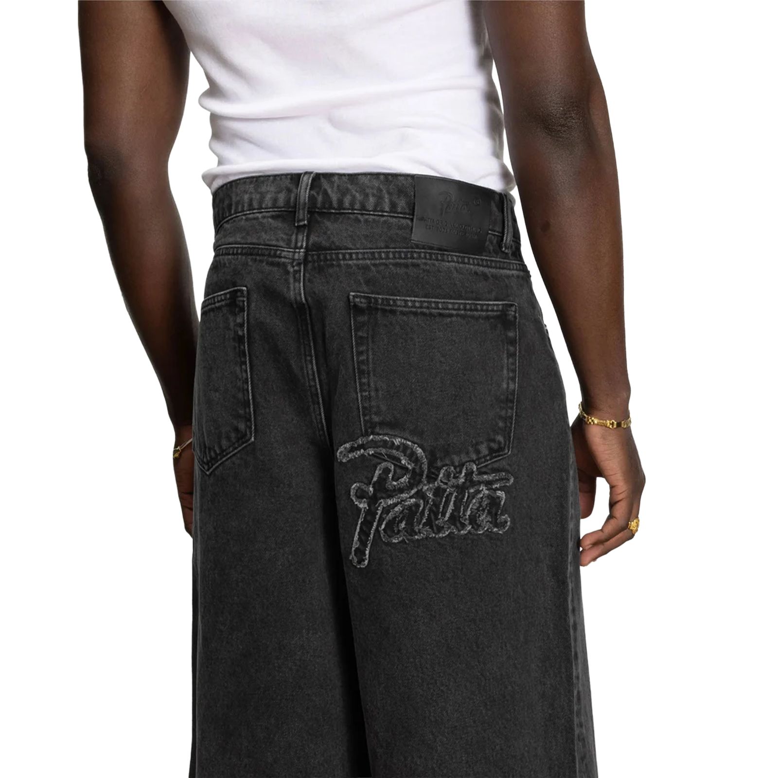 Patta Whiskers Denim Shorts (Black) (Black Denim)
